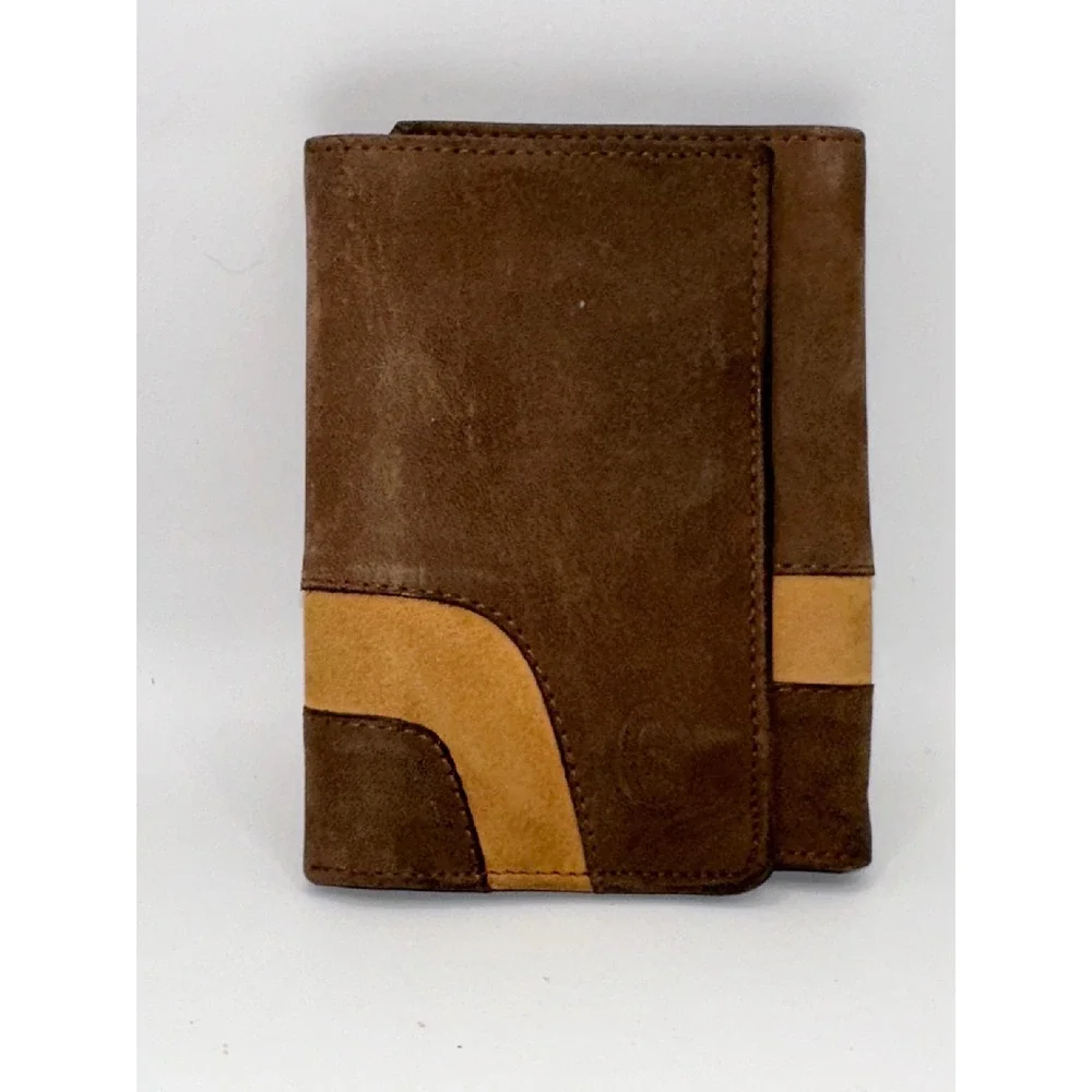 Nino Cerruti Paris Brown Suede Trifold Wallet Leather Trim Men Vintage